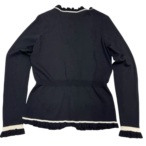 Vintage Cache Knit Cardigan Top Black White Size L Ruffle Fairy Y2K Coquette - Picture 9 of 13